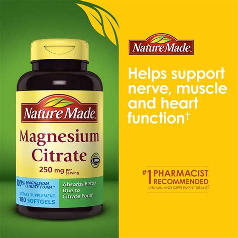 Nature Made Magnesium Citrate 250 Mg 180 Count