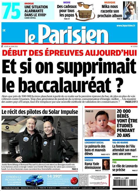 Journal Le Parisien France Les Unes Des Journaux De France Dition