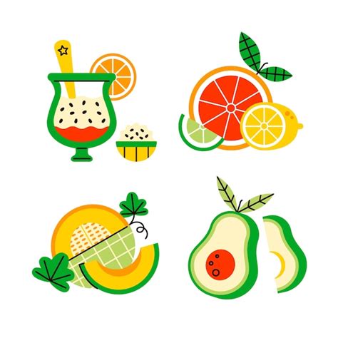 Premium Vector | Flat healthy food stickers