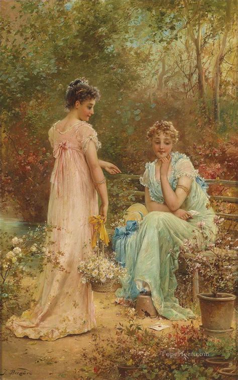 Flower Girls 3 Hans Zatzka Painting In Oil For Sale