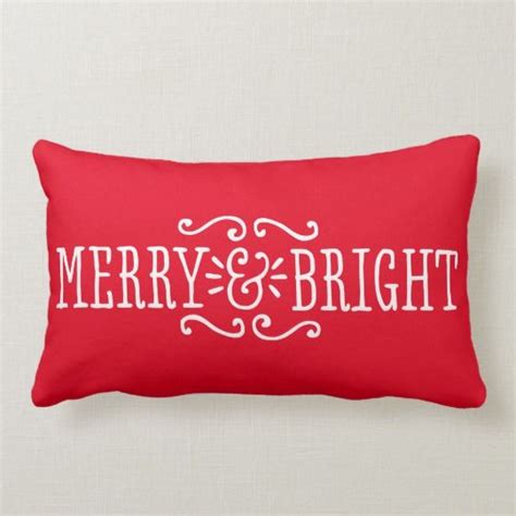 Merry And Bright Red Holiday Lumbar Pillow Zazzle Merry And Bright