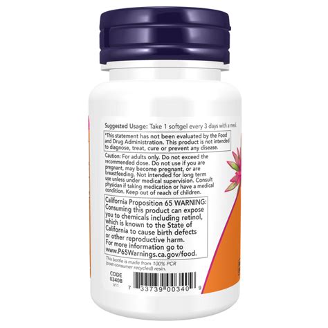 Now Foods Vitamin A 25 000 Iu 100 Softgels Rih Haiotb Stores