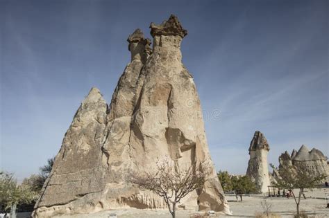 Aerial View Of A Fleet Of Hot Air Balloons In Cappadocia Stock Image Image Of Rock