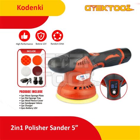 Kodenki Mesin Poles Baterai 5 Dual Action Sander Polisher Cordless