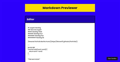 Markdown Previewer Codesandbox