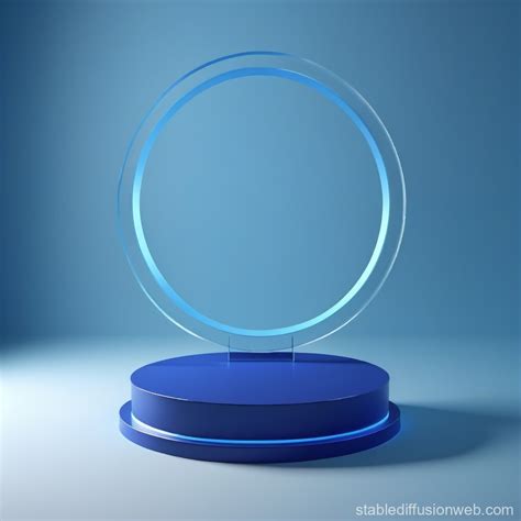 Isometric Render Circular Podium With Acrylic Blue Hue Stable