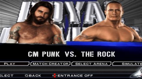 Cm Punk Vs The Rock In Wwe Smackdown Vs Raw In Psp Emulater Youtube