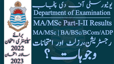 Ma Msc Part I Ii Results Ba Bsc Bcom Adp Part I Ii Exams