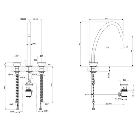 Gessi 66015 149 ORIGINI Gruppo Lavabo 3 Fori Bocca H 36 Cm Con