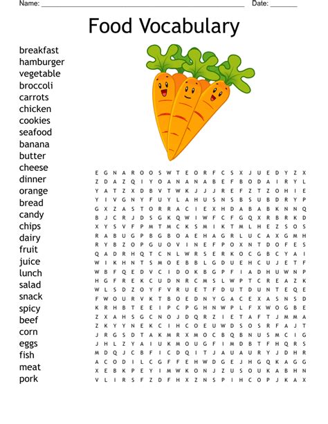 Printable Food Word Search