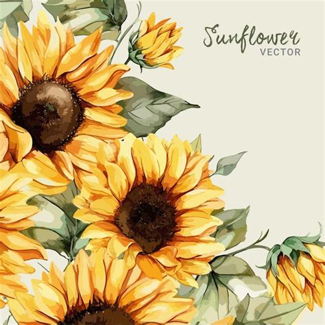 Premium Vector | Hand drawn sunflower corner border design Vector