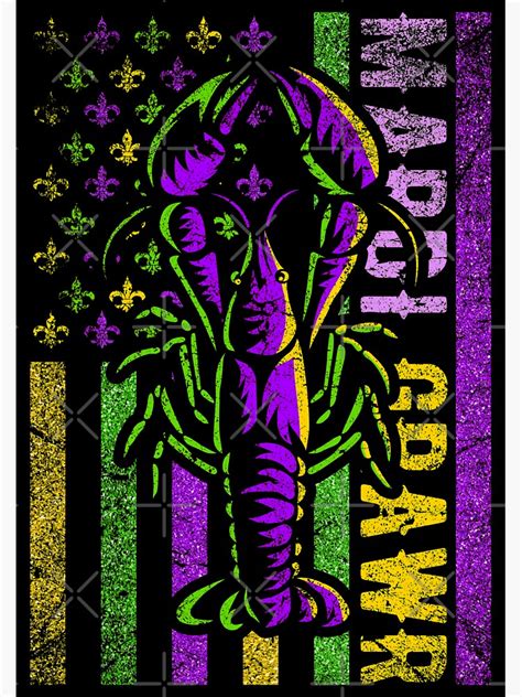 American Flag Mardi Gras Mardi Gras Crawfish Sticker For Sale By