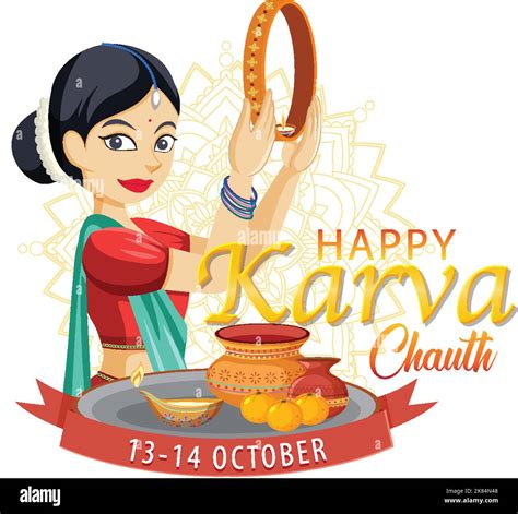 Happy Karva Chauth Day Banner Design Illustration Stock Vector Image