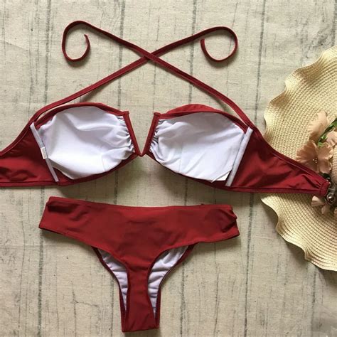 Sexy Women Steamy Red Hot Halter Bikini Set Swimwear Buy Red Bikiniswimwearsexy Women Bikini