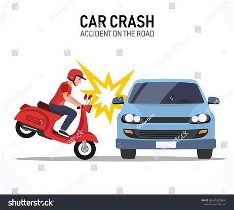 Car Crash Motorcycle Vector Illustration Accident Stock Vector (Royalty ...