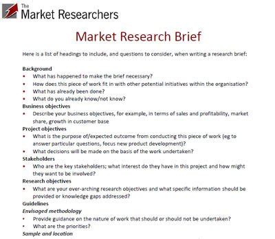 Market Research Agency | The Market Researchers, Marlow, Bucks, UK Example Market Research Brief ...