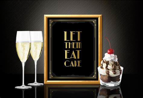 Printable Let Them Eat Cake Sign Art Deco Style Great Gatsby 1920s