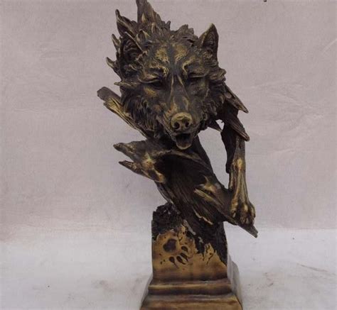 15 Chino clásico De Cobre de Bronce Evil Fu Foo Perro Lobo Cabeza