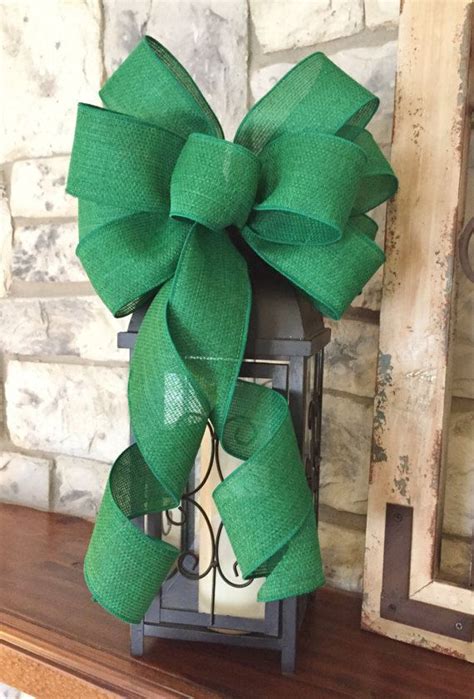 Wired Ribbon Bow Faux Burlap Green For Wreath Swag Or Etsy In 2020