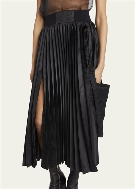 Sacai Pocket Strap Side Slit Pleated Midi Skirt Bergdorf Goodman