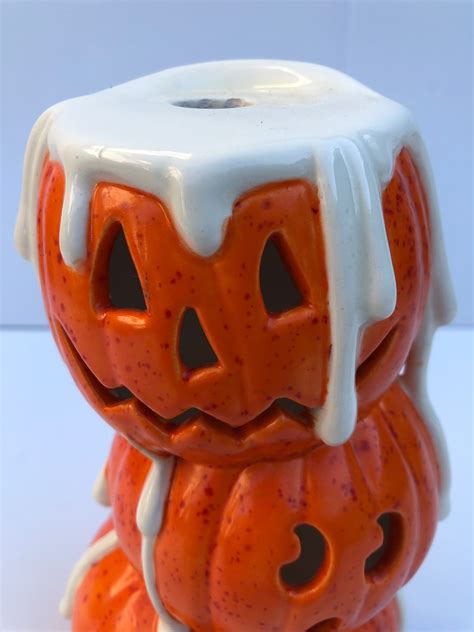 Vintage Ceramic Stacked Jack O Lanterns Light Lamp Base Etsy