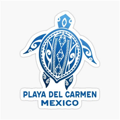 Playa Del Carmen Mexico Tattoo Blue Sea Turtle Souvenirs Sticker For