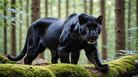 black panther, close up portrait of an animal with beautiful nature ...