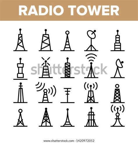 Radio Towers And Masts Vector Linear Icons Set Radio Communication