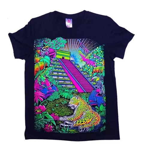 Playera Selva Fluorescente Efecto Neon Con Luz Negra