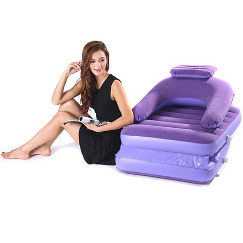 2 in 1 inflatable lazy sofa portable folding bed single mattresses with ...