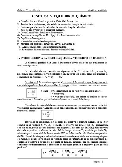 CinÉtica Y Equilibrio QuÍmico