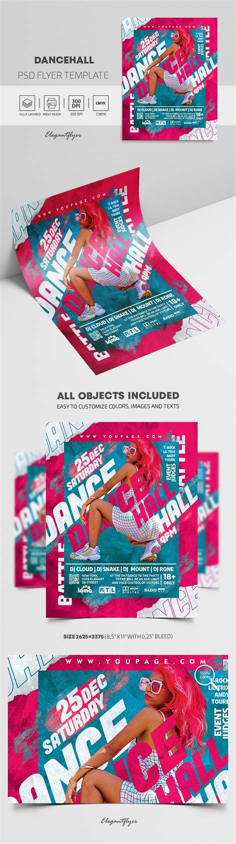 Pink Bright Dancehall Flyer Free Flyer Template Psd By Elegantflyer