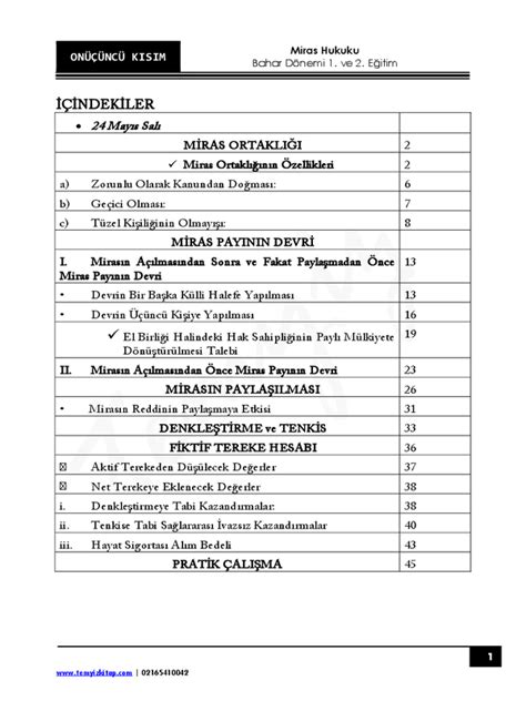 Miras Hukuku 21 22 Bahar 13 Not Evim Marmara Üniversitesi Dijital