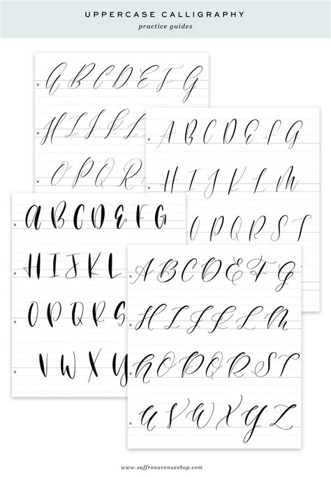 Digital And Printable Calligraphy Practice Guides Saffron Avenue