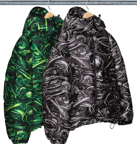 H R Giger Jacquard Down Puffer Jacket Fall Winter 2023 Supreme