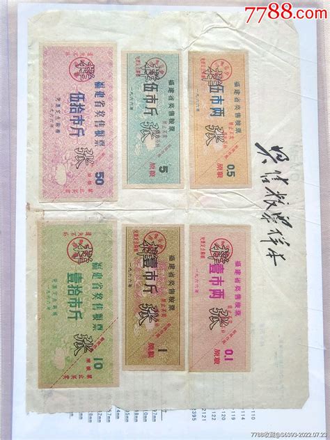 1966年福建省奖售粮票6全样张粮票闽北票证【7788收藏收藏热线】