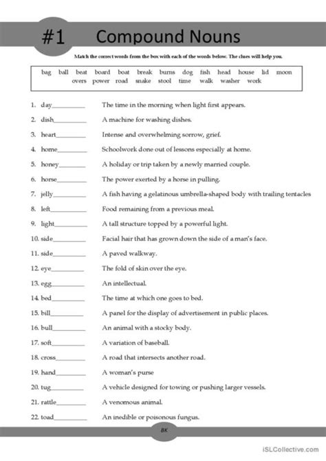 51 Nouns Compound Nouns English Esl Worksheets Pdf And Doc