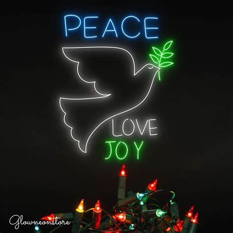 Glowneon Peace Love Joy Neon Sign Dove Birds Neon Sign Peace Dove Birds Led Light Peace Love