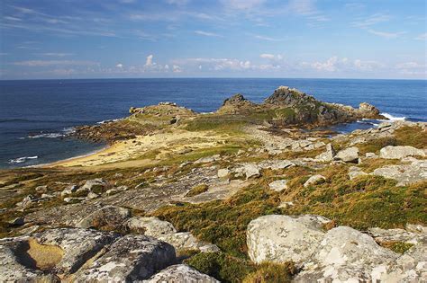 Coast Showing Celtic Settlement Castro De Barona Near Porto Do Son R A