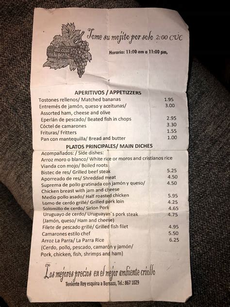 Carta De Restaurante Hanoi La Habana 4JPV 69J