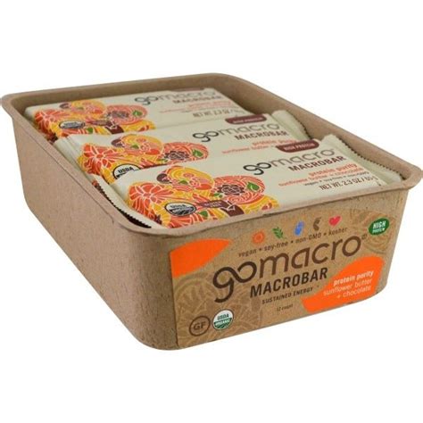 GoMacro Macrobar Protein Purity Sunflower Butter Chocolate 12 Bars