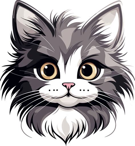 Cute Black Cat Head Cartoon Art Ai Generated 27291015 PNG