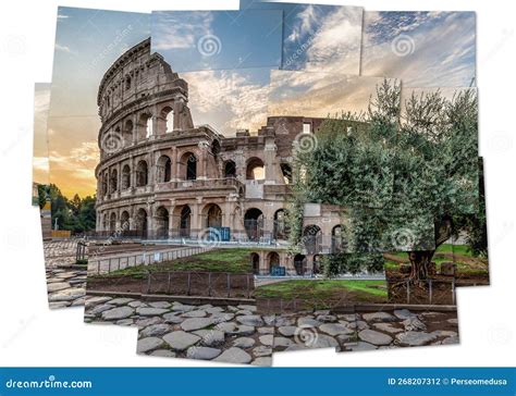 Italy Rome Sunset Behind The Colosseum The Most Famous Roman