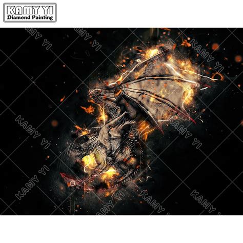 Voll Quadrat Bohrer D Diy Diamant Stickerei Feuer Drachen Diamant