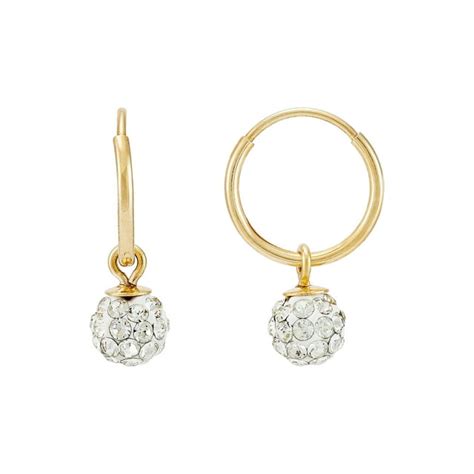 Brilliance Fine Jewelry 10k Yellow Gold 10mm Endless Hoop With 48mm Crystal Ball Earrings