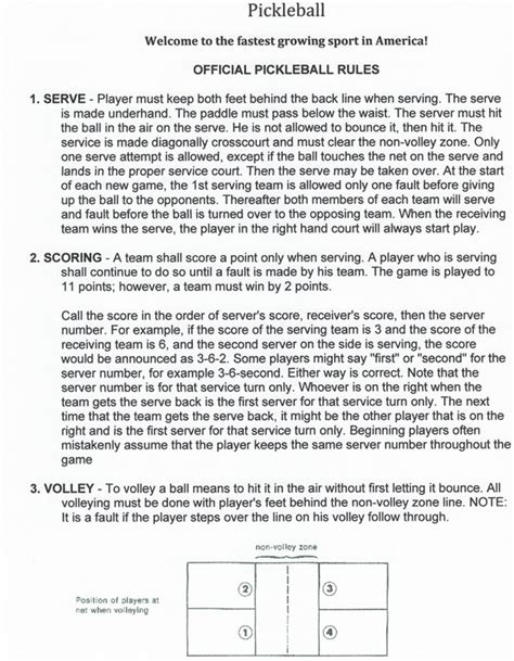 Printable Pickleball Rules