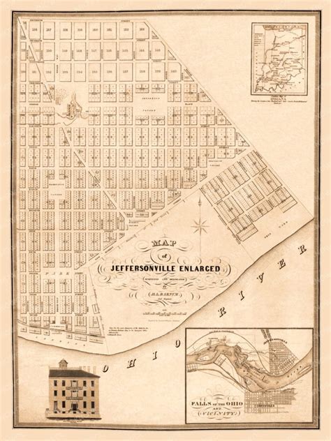 Beautifully restored map of Jeffersonville, Indiana from 1837 - KNOWOL