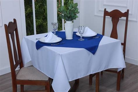 Toalha De Mesa Cobre Mancha Oxford Lisa Azul Royal Carinho Enxoval