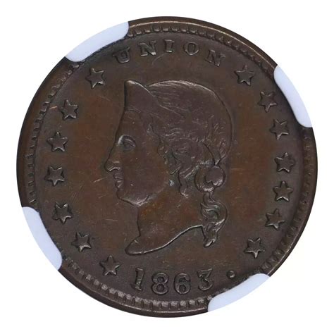 1863 Waukegan IL Pvt Tokens Civil War Tokens Copper Or Brass NGC AU