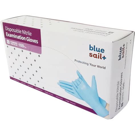 Bluesail Blue Powder Free Nitrile Disposable Gloves Box Of 100 Bawas